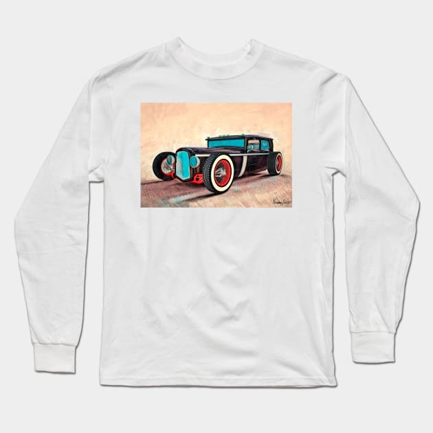 Hot Rod Jalopy Long Sleeve T-Shirt by kenmo